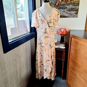 Harlow & Rose Faux Wrap Floral Ruffled Dress,  XL, RN#104318, NWT